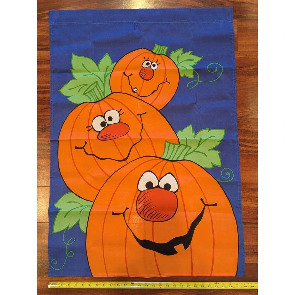 Jack-O-Lantern Pumpkin Faces Halloween Yard Flag Lawn Banner 28 x 41 Nylon